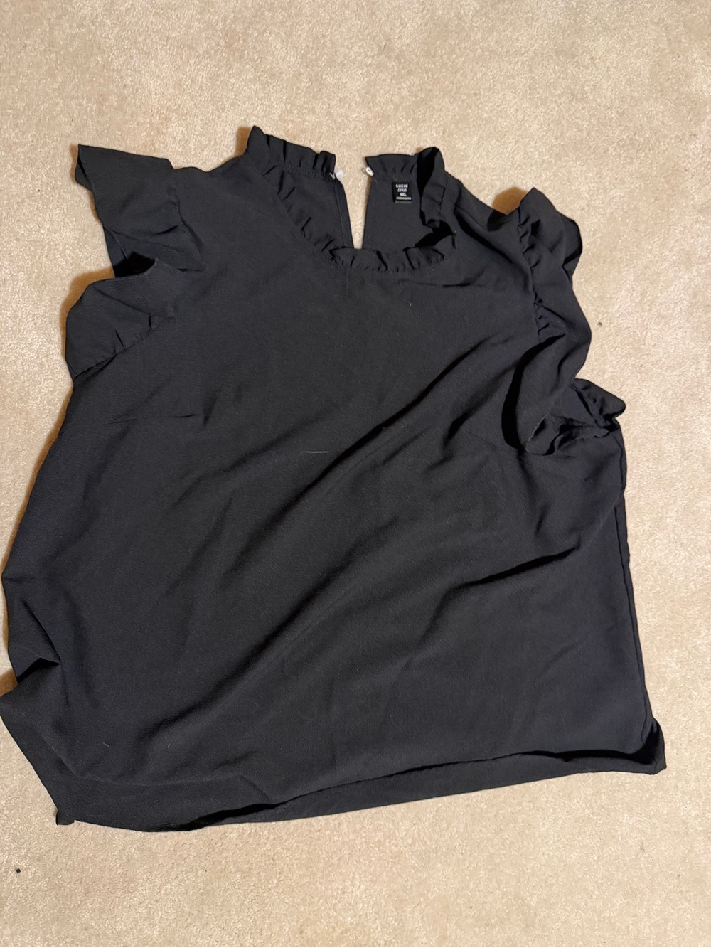 Women’s Black Ruffle-Sleeve Top